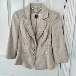 WHITE HOUSE BLACK MARKET Women’s Beige Peplum Blazer | 00